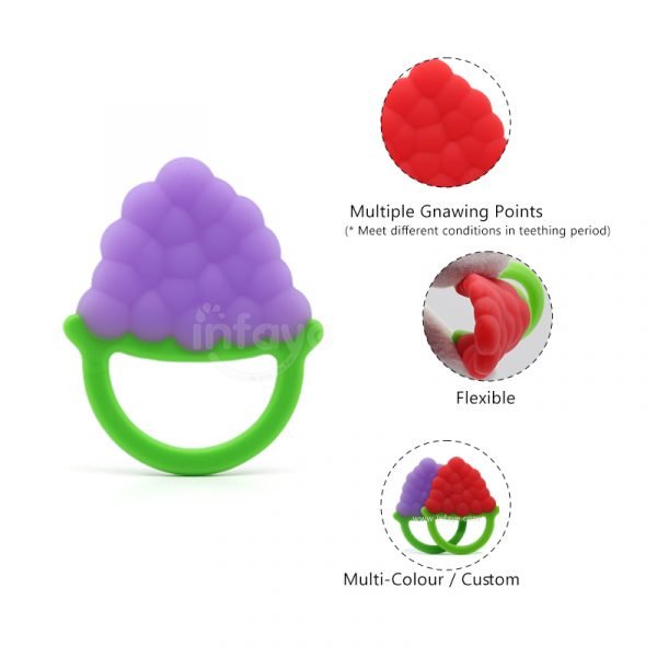 Food grade Silicone baby teether easy to hold grape silicone molar stick