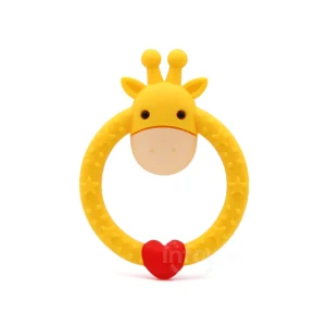 BPA Free Funny Giraffe Silicone Baby Teether Ring Silicone Chewing Toy