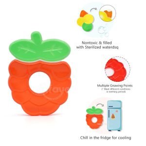 BPA Free Multi Texture Double Color Water Filled Teether-berry water filled fruit teether