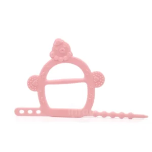 Baby Safety Silica Gel Teether Cartoon octopus Bracelet Gum Band ， Chew Toys For Molars Silicone Teether ring pink
