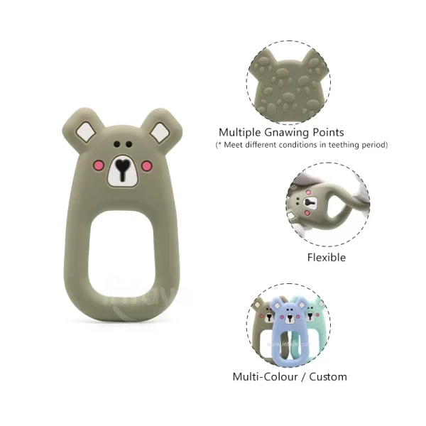 Koala Silicone Teether, Grey color, Easy for little hands to hold