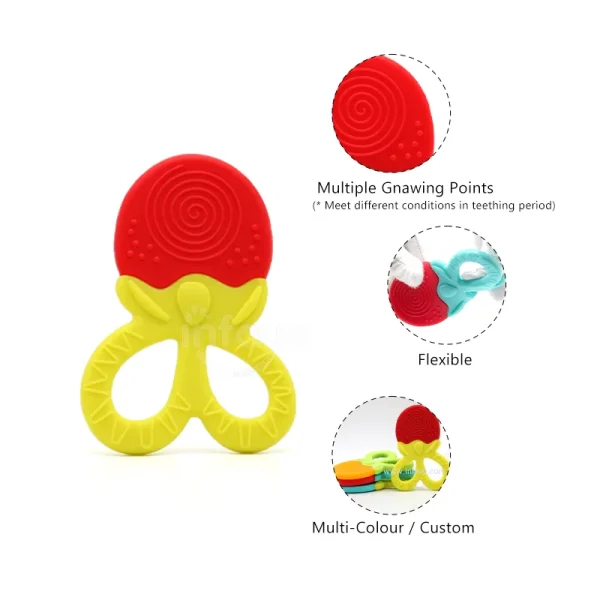 Sensory Multi-Textured easy to hold ,slicone teether safe for baby chewing, slicone teether wholesale