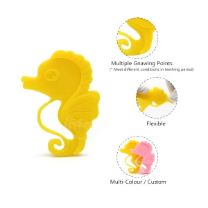 Silicone SeaHorse Shaped Baby Teether, Yellow