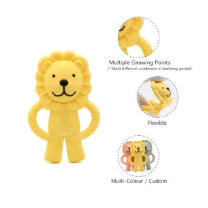 Silicone Teether Lion Cartoon Shape Animals Lion Teether Food Grade Silicone soother For Baby Teeth