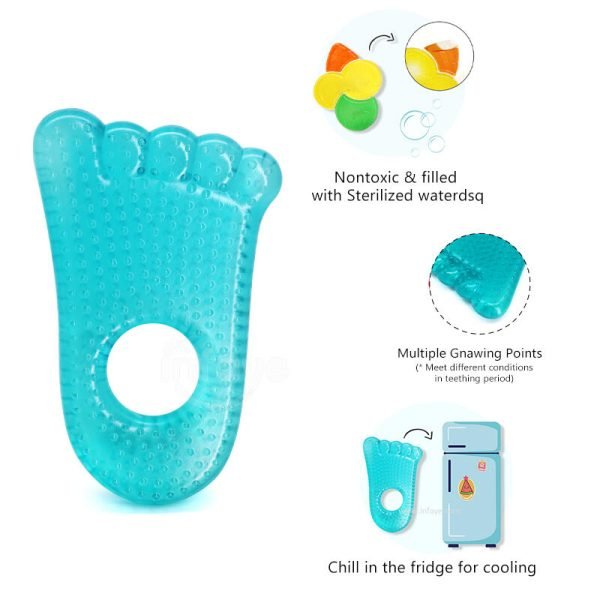 baby feet shape water filled cool teether, cold teethers, water teething toys