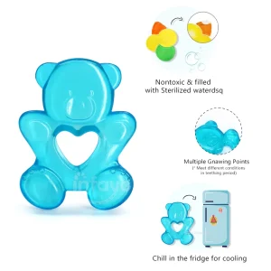 bear water teether- blue, cold teething toys, teething ring cold