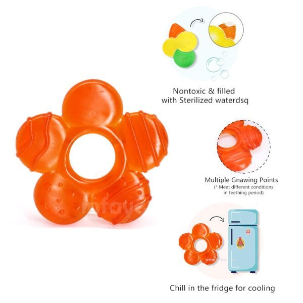 red flower water-filled EVA teether, water based teether, best water filled teether