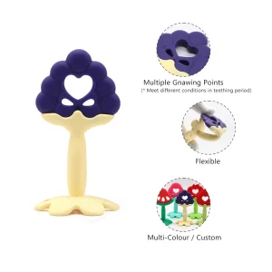 silicone fruit teether,Fruit-Shaped Multi-Texture Teethers Soothe Sore Gums, Non-Toxic BPA-Free Food-Grade Silicone