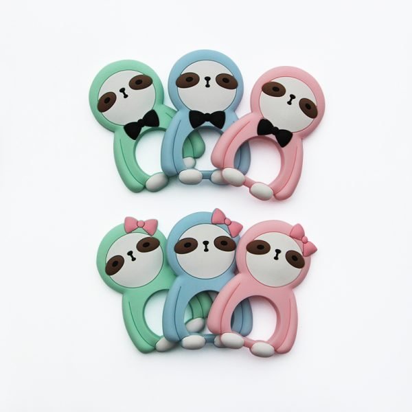 teether for baby online, sloth silicone teether multicolored, food-grade BPA free