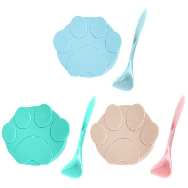 Universal Silicone Dog Cat Can Food Lid With Food Spoon,Mini Spatula